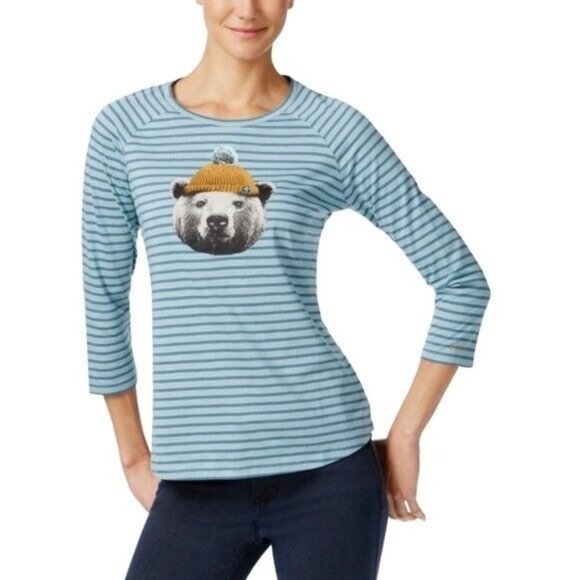 COLUMBIA Women’s Unbearable Striped Long-Sleeve T-Shirt | Tops Size Medium - Picture 1 of 10